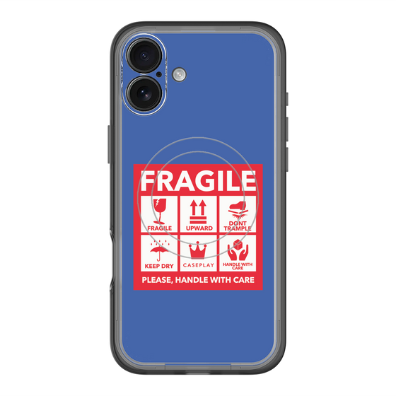 スリムプロテクションプレミアムケース with MagSafe［ FRAGILE Sticker - Blue ］