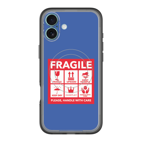 スリムプロテクションプレミアムケース with MagSafe［ FRAGILE Sticker - Blue ］