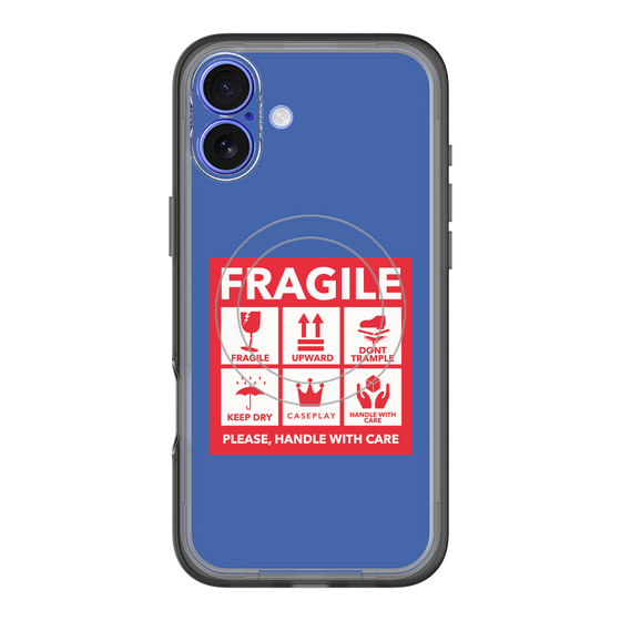 スリムプロテクションプレミアムケース with MagSafe［ FRAGILE Sticker - Blue ］