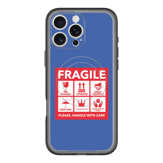 スリムプロテクションプレミアムケース with MagSafe［ FRAGILE Sticker - Blue ］