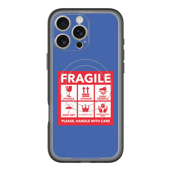 スリムプロテクションプレミアムケース with MagSafe［ FRAGILE Sticker - Blue ］