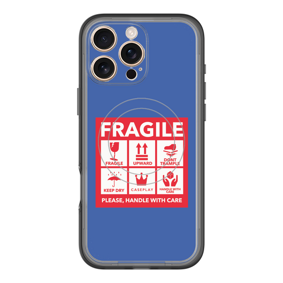 スリムプロテクションプレミアムケース with MagSafe［ FRAGILE Sticker - Blue ］