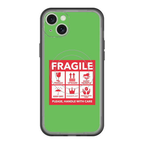 スリムプロテクションプレミアムケース with MagSafe［ FRAGILE Sticker - Green ］