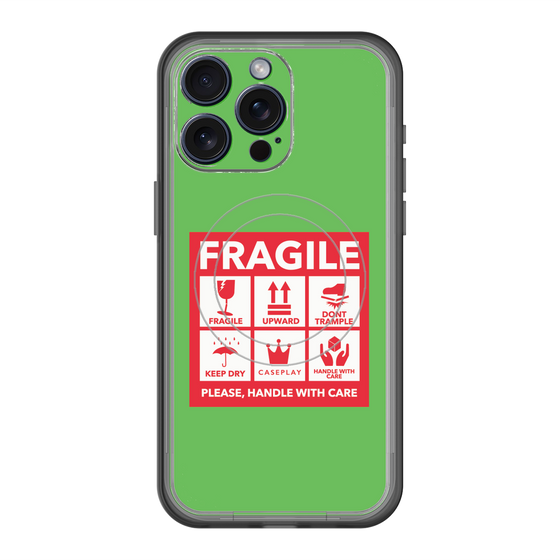 スリムプロテクションプレミアムケース with MagSafe［ FRAGILE Sticker - Green ］