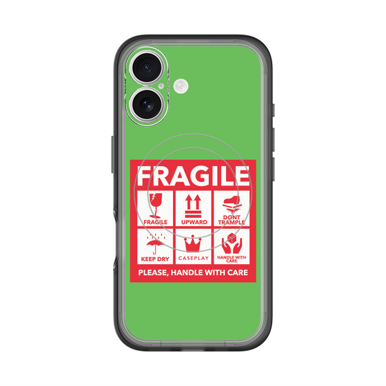 スリムプロテクションプレミアムケース with MagSafe［ FRAGILE Sticker - Green ］