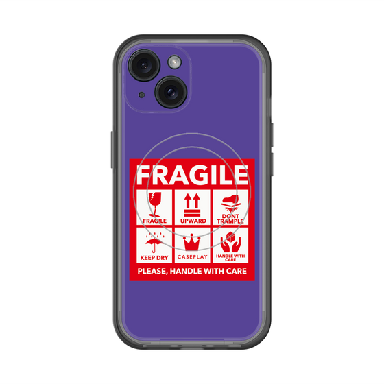 スリムプロテクションプレミアムケース with MagSafe［ FRAGILE Sticker - Purple ］
