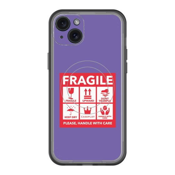 スリムプロテクションプレミアムケース with MagSafe［ FRAGILE Sticker - Purple ］