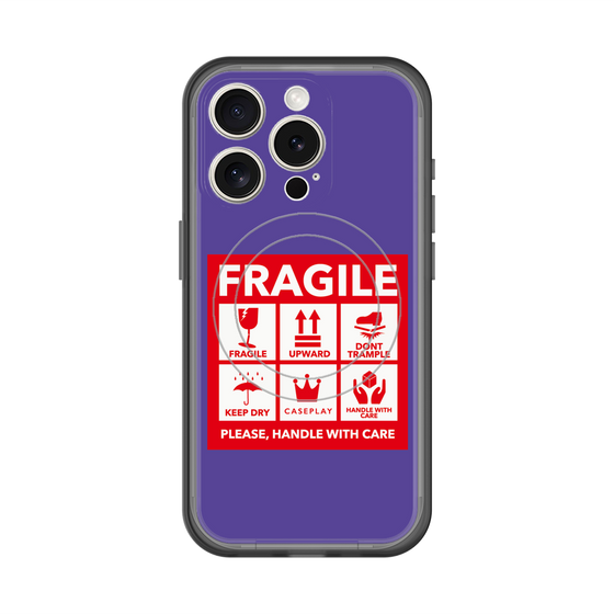 スリムプロテクションプレミアムケース with MagSafe［ FRAGILE Sticker - Purple ］