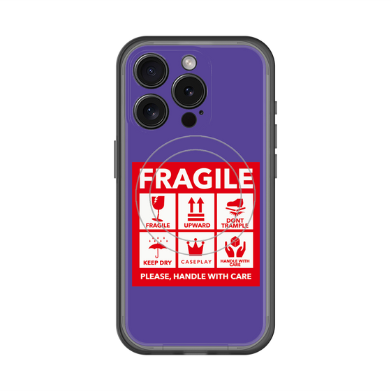 スリムプロテクションプレミアムケース with MagSafe［ FRAGILE Sticker - Purple ］