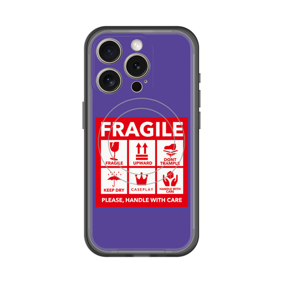 スリムプロテクションプレミアムケース with MagSafe［ FRAGILE Sticker - Purple ］