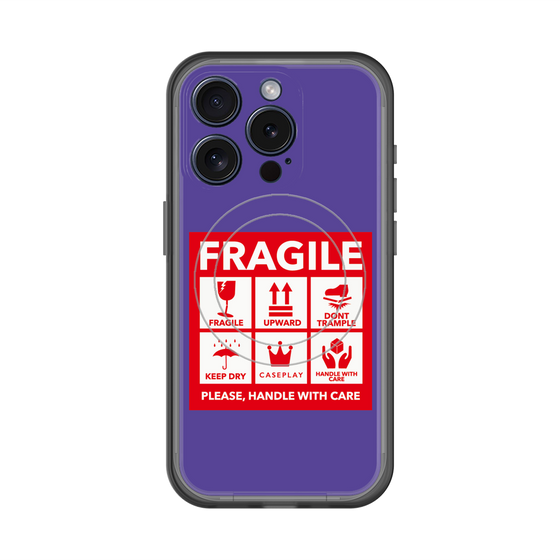 スリムプロテクションプレミアムケース with MagSafe［ FRAGILE Sticker - Purple ］