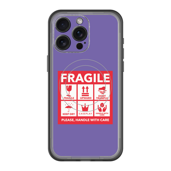スリムプロテクションプレミアムケース with MagSafe［ FRAGILE Sticker - Purple ］