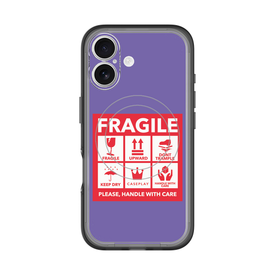 スリムプロテクションプレミアムケース with MagSafe［ FRAGILE Sticker - Purple ］