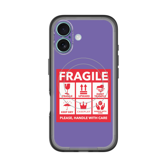スリムプロテクションプレミアムケース with MagSafe［ FRAGILE Sticker - Purple ］