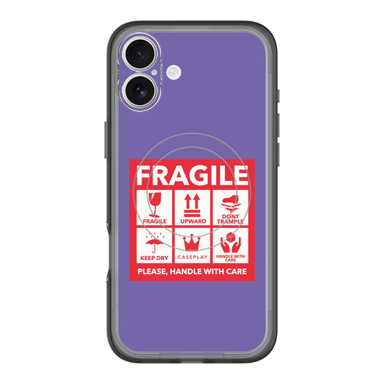スリムプロテクションプレミアムケース with MagSafe［ FRAGILE Sticker - Purple ］