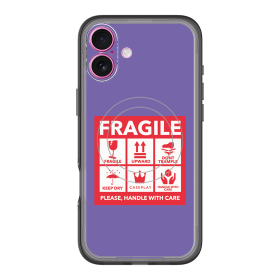 スリムプロテクションプレミアムケース with MagSafe［ FRAGILE Sticker - Purple ］