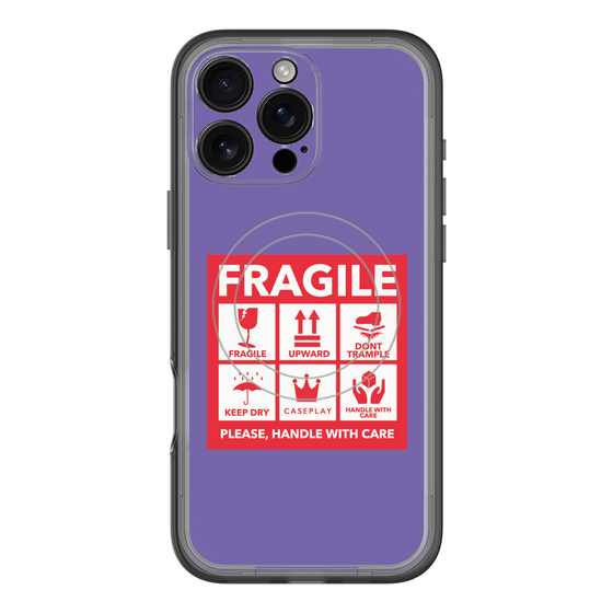 スリムプロテクションプレミアムケース with MagSafe［ FRAGILE Sticker - Purple ］