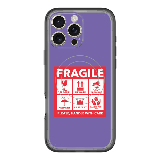 スリムプロテクションプレミアムケース with MagSafe［ FRAGILE Sticker - Purple ］
