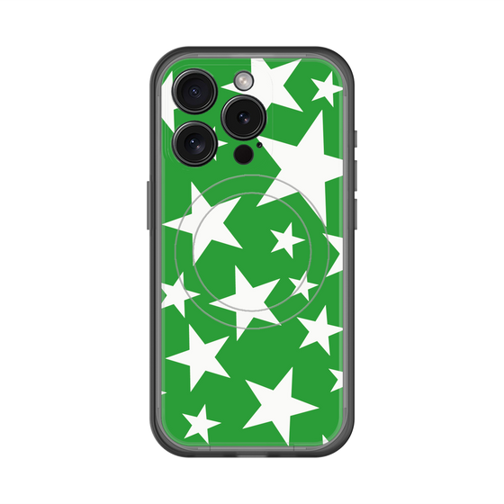 スリムプロテクションプレミアムケース with MagSafe［ Stars - Green ］