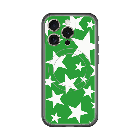 スリムプロテクションプレミアムケース with MagSafe［ Stars - Green ］