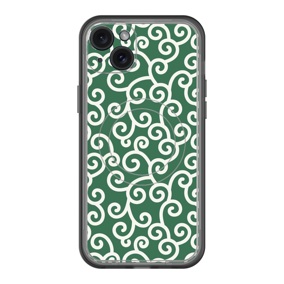 スリムプロテクションプレミアムケース with MagSafe［ 唐草模様 - Green ］