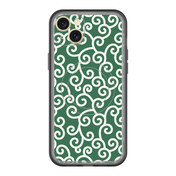 スリムプロテクションプレミアムケース with MagSafe［ 唐草模様 - Green ］