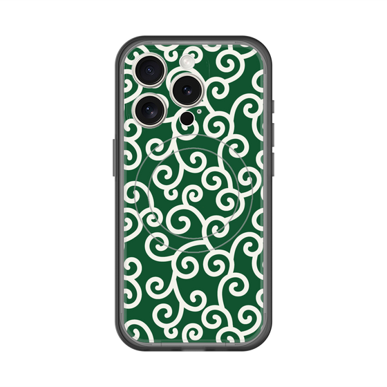 スリムプロテクションプレミアムケース with MagSafe［ 唐草模様 - Green ］