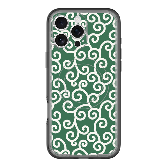 スリムプロテクションプレミアムケース with MagSafe［ 唐草模様 - Green ］