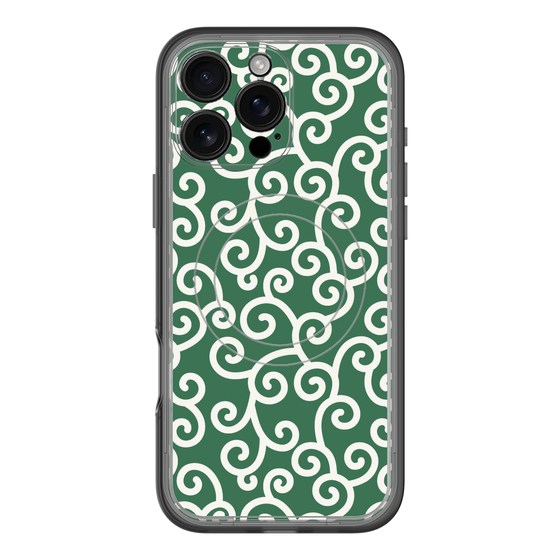 スリムプロテクションプレミアムケース with MagSafe［ 唐草模様 - Green ］