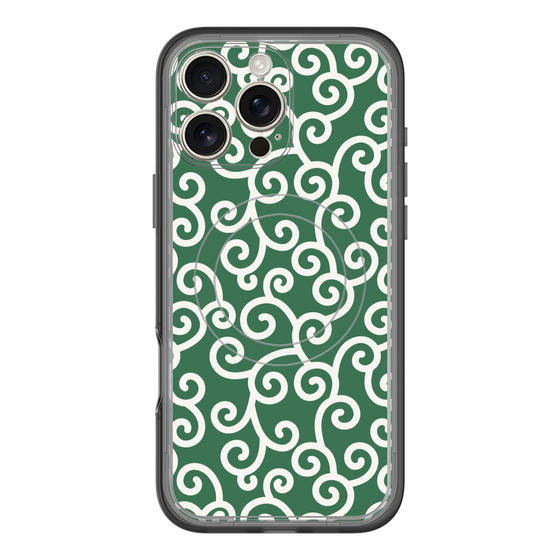 スリムプロテクションプレミアムケース with MagSafe［ 唐草模様 - Green ］