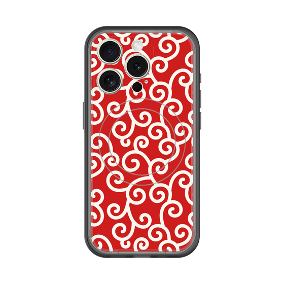 スリムプロテクションプレミアムケース with MagSafe［ 唐草模様 - Red ］