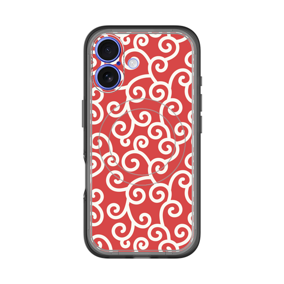 スリムプロテクションプレミアムケース with MagSafe［ 唐草模様 - Red ］