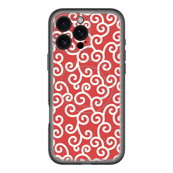 スリムプロテクションプレミアムケース with MagSafe［ 唐草模様 - Red ］