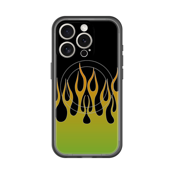 スリムプロテクションプレミアムケース with MagSafe［ 炎 - Green ］