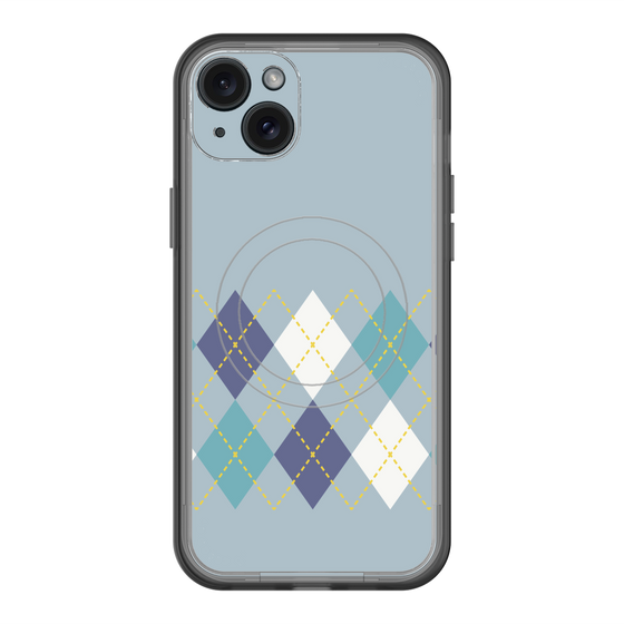 スリムプロテクションプレミアムケース with MagSafe［ Nordic Argyle - Blue ］