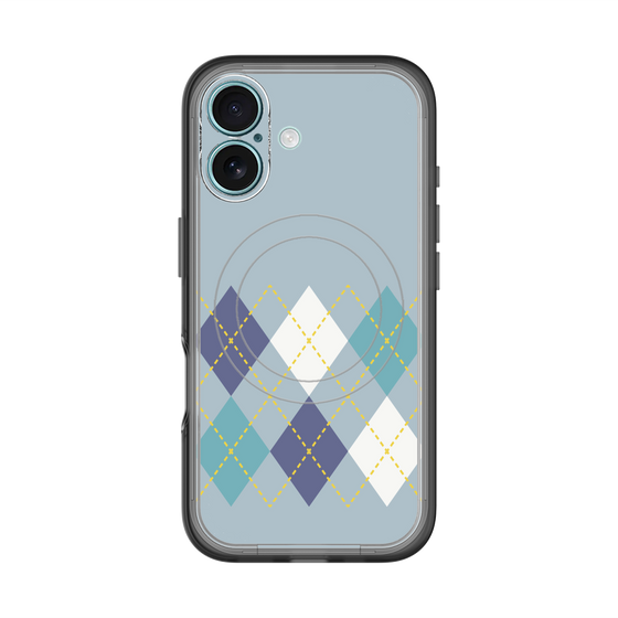 スリムプロテクションプレミアムケース with MagSafe［ Nordic Argyle - Blue ］