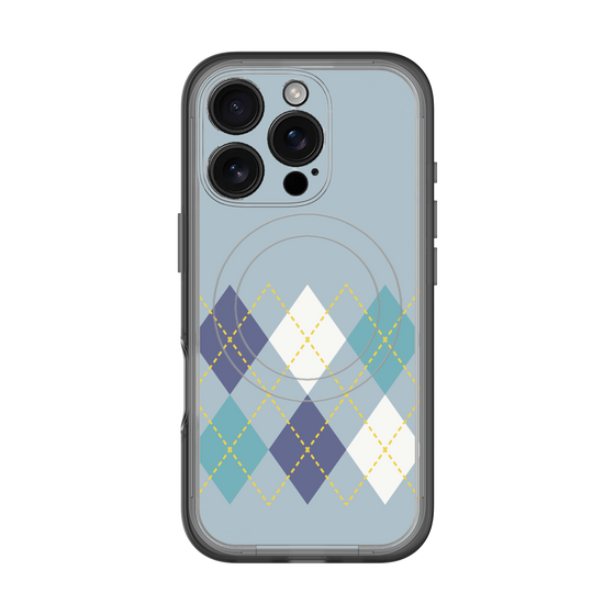 スリムプロテクションプレミアムケース with MagSafe［ Nordic Argyle - Blue ］