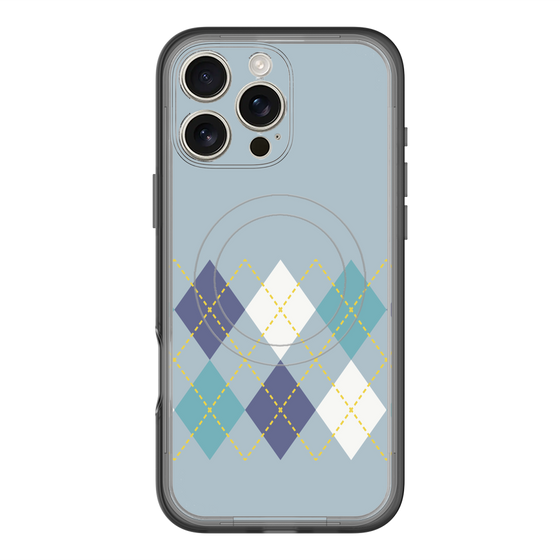 スリムプロテクションプレミアムケース with MagSafe［ Nordic Argyle - Blue ］