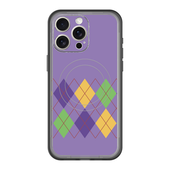 スリムプロテクションプレミアムケース with MagSafe［ Nordic Argyle - Purple ］