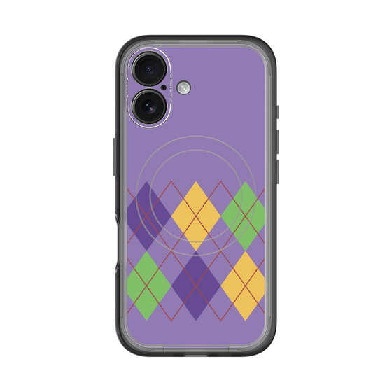 スリムプロテクションプレミアムケース with MagSafe［ Nordic Argyle - Purple ］