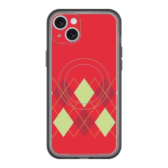 スリムプロテクションプレミアムケース with MagSafe［ Nordic Argyle - Red ］