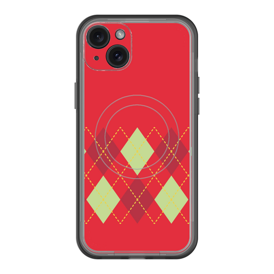 スリムプロテクションプレミアムケース with MagSafe［ Nordic Argyle - Red ］