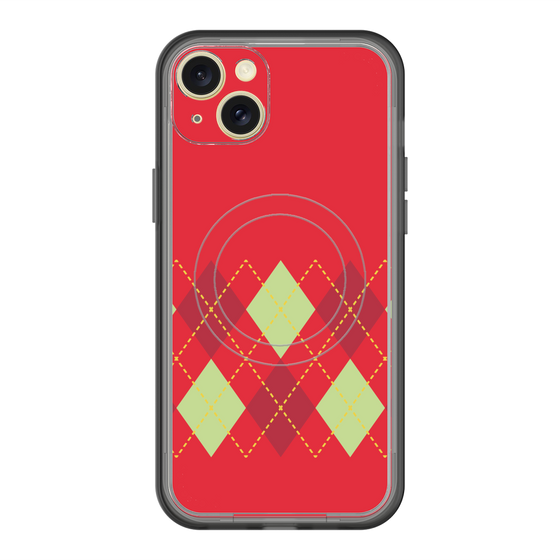 スリムプロテクションプレミアムケース with MagSafe［ Nordic Argyle - Red ］
