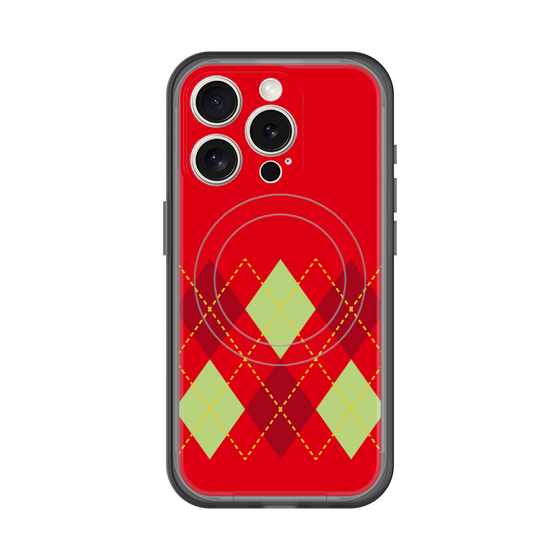 スリムプロテクションプレミアムケース with MagSafe［ Nordic Argyle - Red ］