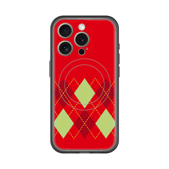 スリムプロテクションプレミアムケース with MagSafe［ Nordic Argyle - Red ］