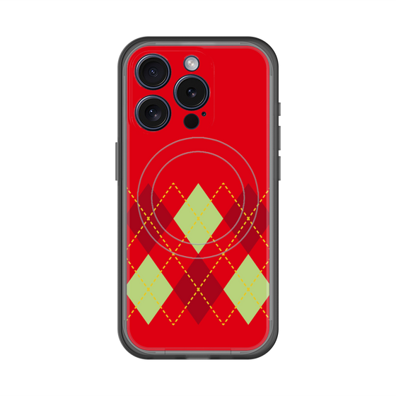 スリムプロテクションプレミアムケース with MagSafe［ Nordic Argyle - Red ］