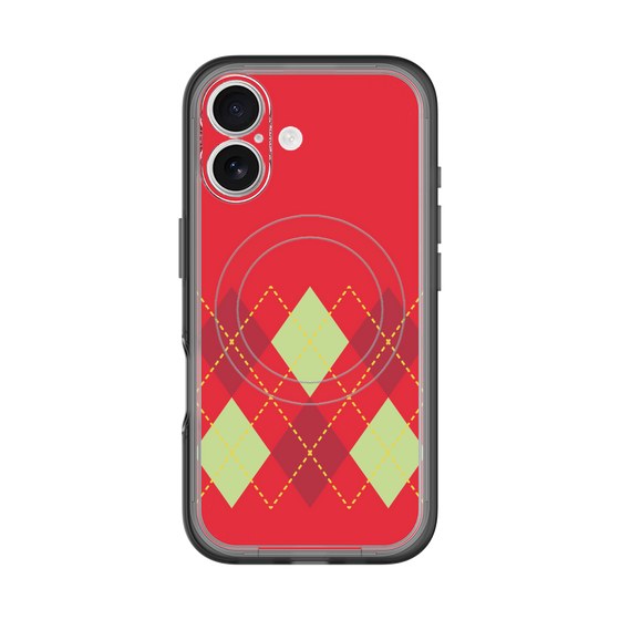 スリムプロテクションプレミアムケース with MagSafe［ Nordic Argyle - Red ］