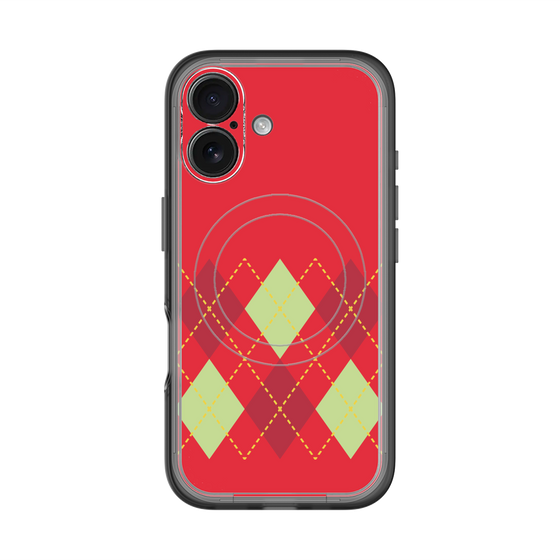 スリムプロテクションプレミアムケース with MagSafe［ Nordic Argyle - Red ］