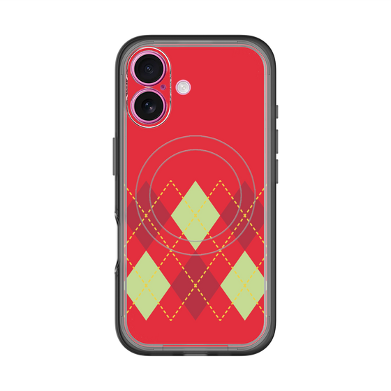 スリムプロテクションプレミアムケース with MagSafe［ Nordic Argyle - Red ］