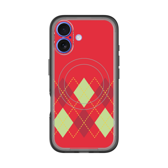 スリムプロテクションプレミアムケース with MagSafe［ Nordic Argyle - Red ］